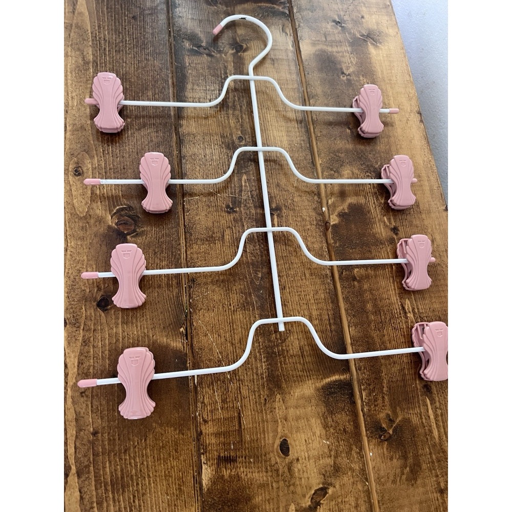 Vintage Metal Plastic Tier Shell Clip Skirt Pants Hangers 90s Mauve